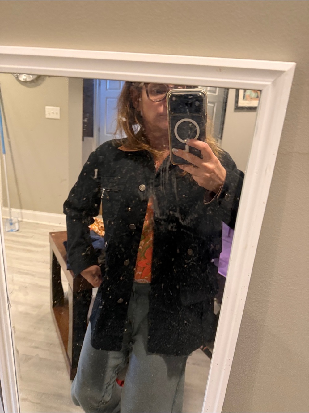 Ralph Lauren Vintage Black Denim Women's Button-Front Jacket Small
